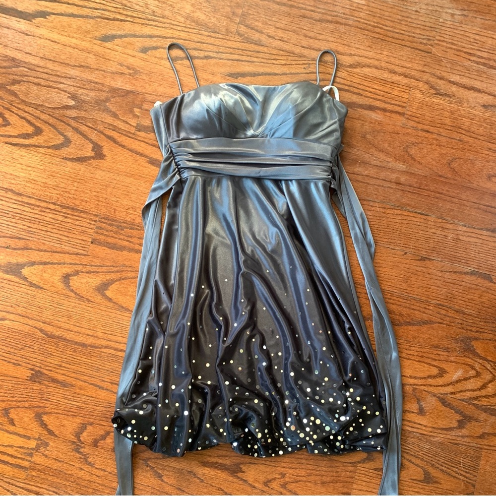 Gradient Satin Dress Strap Cocktail Dress with Sequins (Size 1/2)